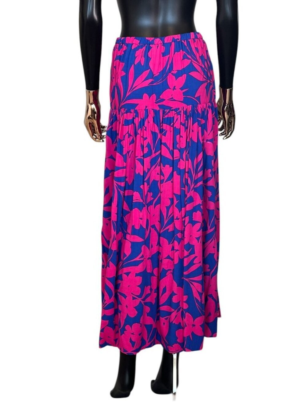 Able The Label Cassidy Skirt Pink Blue Floral Midi Anthropologie S Boho Resort - Picture 3 of 8